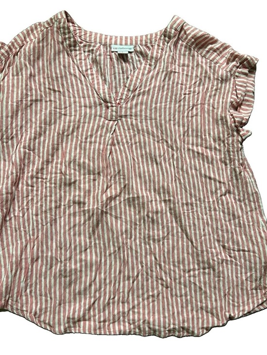 Liz Claiborne Tops - Women’s Liz Claiborne Pink White Striped Shirt Size Large